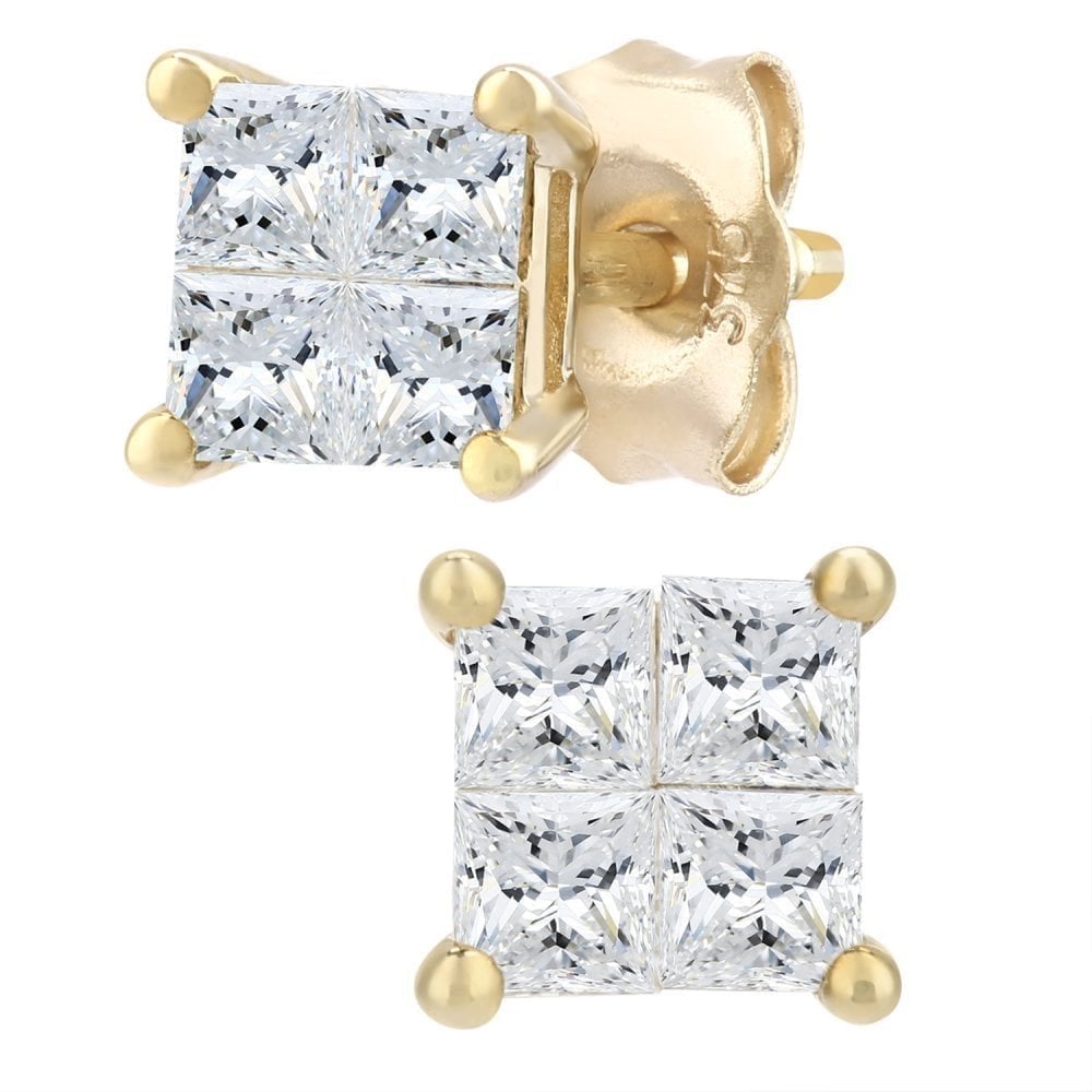 Diamond Solitaire Stud Earrings 9ct Gold | Prime Jewellery