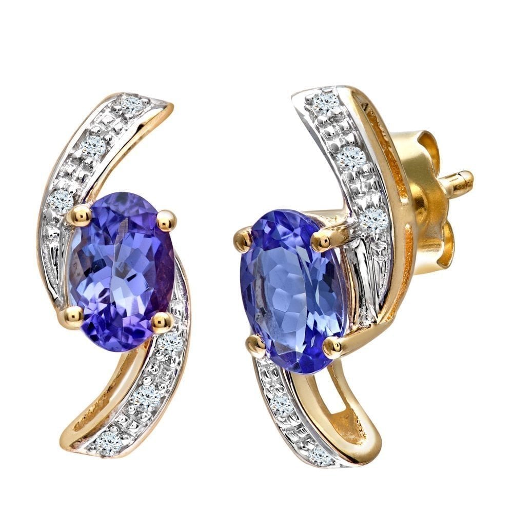 Tanzanite Stud Earrings 9ct Yellow Gold | Prime Jewellery