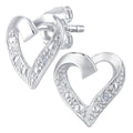 9ct White Gold Natural Diamond Heart Stud Earrings with Gold Push Back