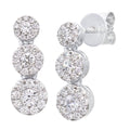 18ct White Gold 0.55 Carat Natural Diamond Trilogy Cluster Drop Earrings