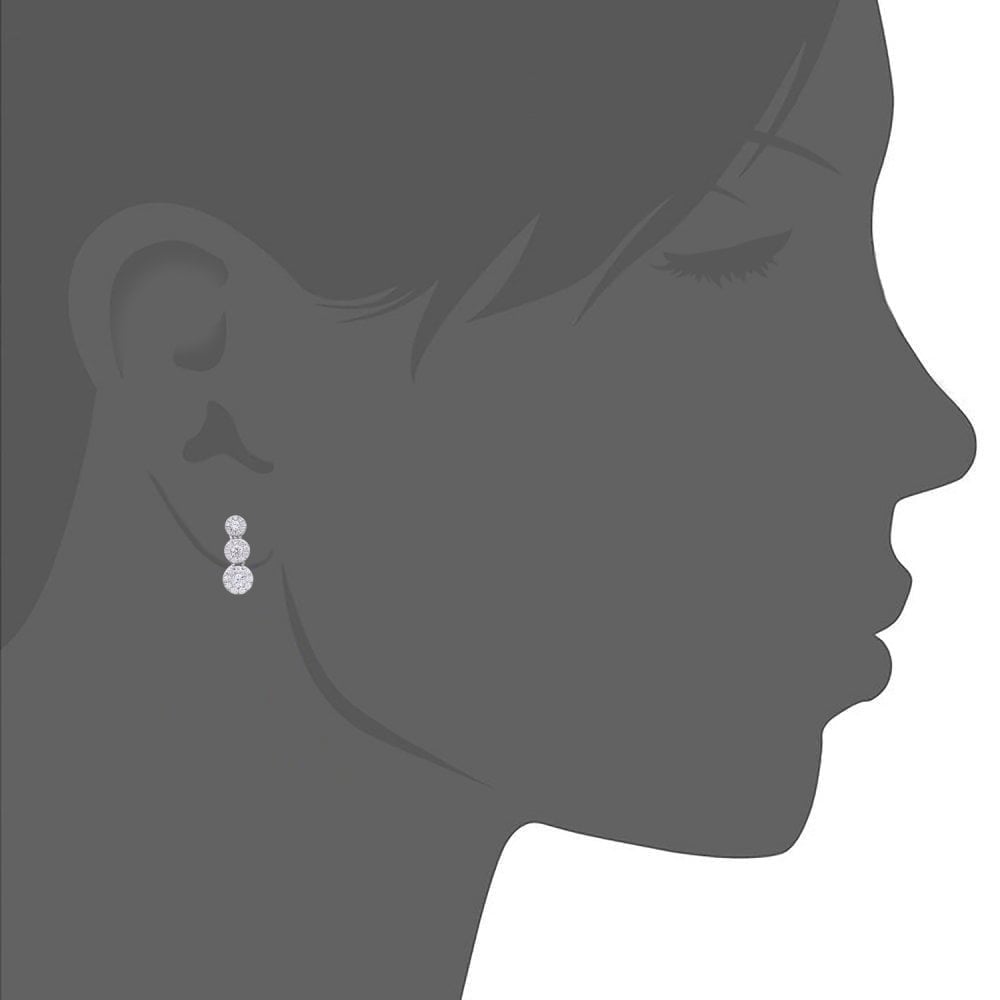 18ct White Gold 0.55 Carat Natural Diamond Trilogy Cluster Drop Earrings