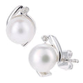 9ct White Gold Cultured Pearl and 0.01ct Diamond Stud Earrings