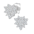 Diamond Cluster Stud Earrings 9ct White Gold | Prime Jewellery
