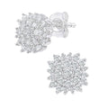 9ct White Gold 0.40 Carat Natural Diamond Cluster Round Stud Earrings with Gold Push Back