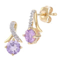 Amethyst Crossover Stud Earrings 9ct Yellow Gold | Prime Jewellery