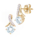 9k Yellow Gold Sky Blue Topaz and Diamond Kiss Stud Earrings