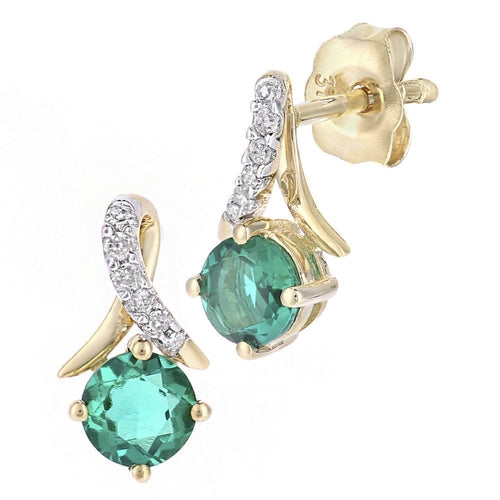 Emerald Crossover Stud Earrings 9ct Yellow Gold | Prime Jewellery