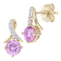 Pink Sapphire Crossover Stud Earrings 9ct Yellow Gold | Prime Jewellery