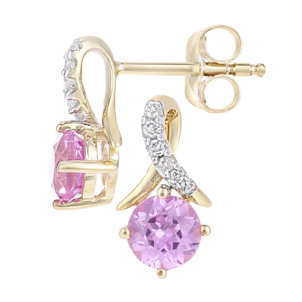 Pink Sapphire Stud Earrings - detail view | Prime Jewellery