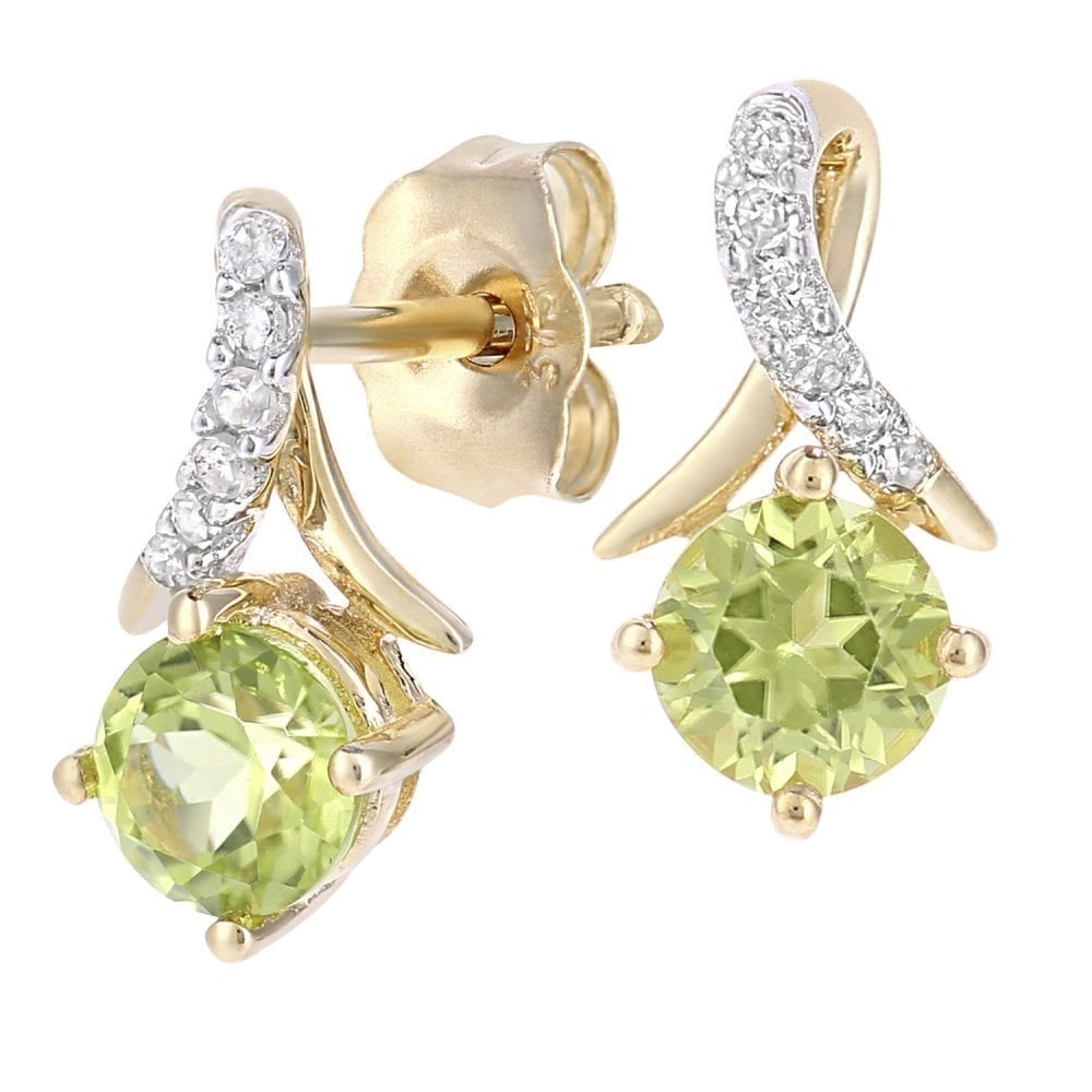 Peridot Crossover Stud Earrings 9ct Yellow Gold | Prime Jewellery