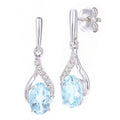 Sky Blue Topaz Drop Earrings 9ct White Gold | Prime Jewellery