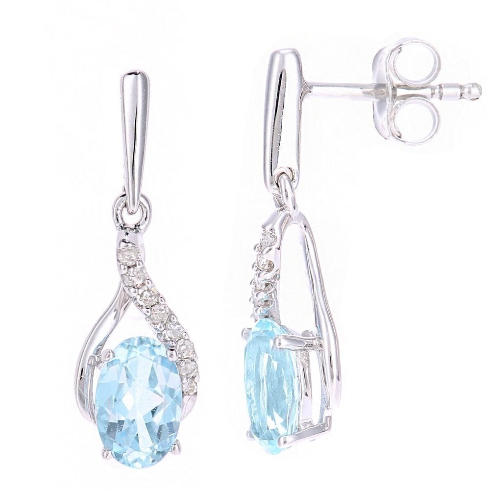 Sky Blue Topaz Drop Earrings - detail view | Prime Jewellery