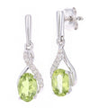 Peridot Crossover Drop Earrings 9ct White Gold | Prime Jewellery