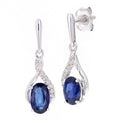 Blue Sapphire Drop Earrings 9ct White Gold | Prime Jewellery