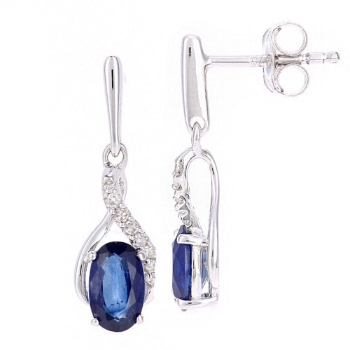 Blue Sapphire Drop Earrings - detail view | Prime Jewellery