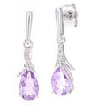 Amethyst Crossover Drop Earrings 9ct White Gold | Prime Jewellery