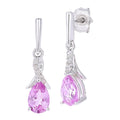 Pink Sapphire Crossover Drop Earrings 9ct White Gold | Prime Jewellery