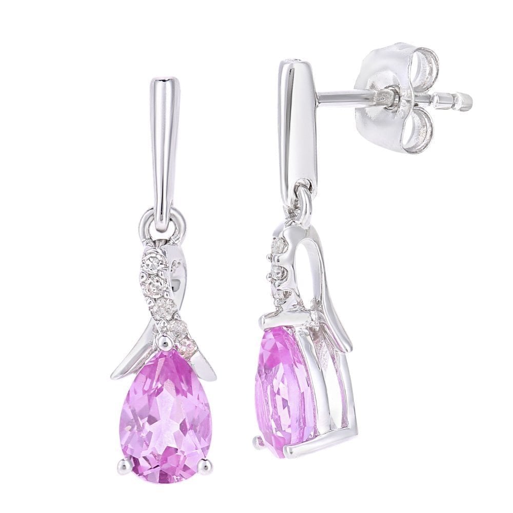 Pink Sapphire Drop Earrings - detail view | Prime Jewellery