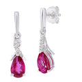 Ruby Crossover Drop Earrings 9ct White Gold | Prime Jewellery