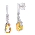Citrine Drop Earrings 9ct White Gold | Prime Jewellery