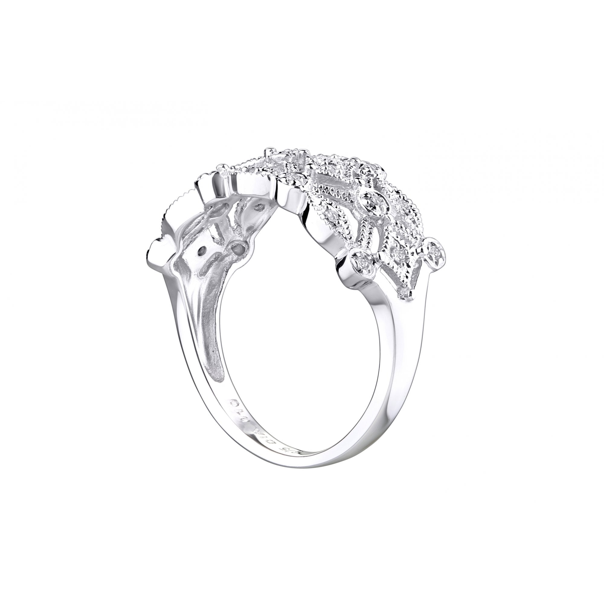 9ct White Gold 0.10 Carat Natural Diamond Lattice Ring