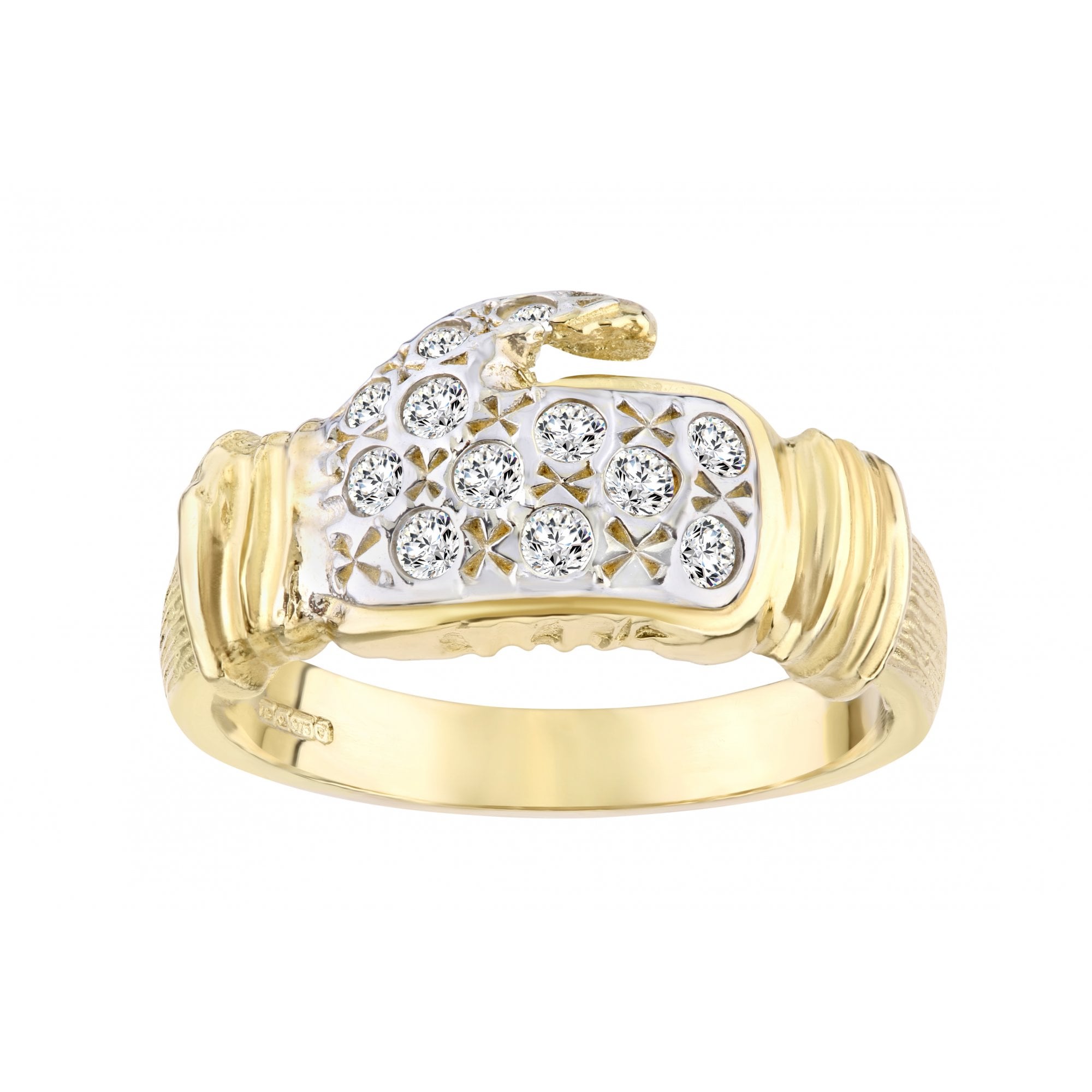 9ct Yellow Gold Glove Ring Weight 5gr Set with Cz Stones
