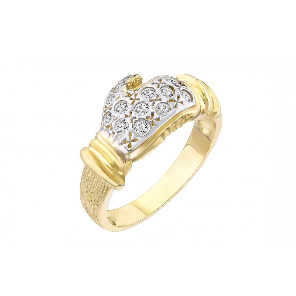 9ct Yellow Gold Glove Ring Weight 5gr Set with Cz Stones
