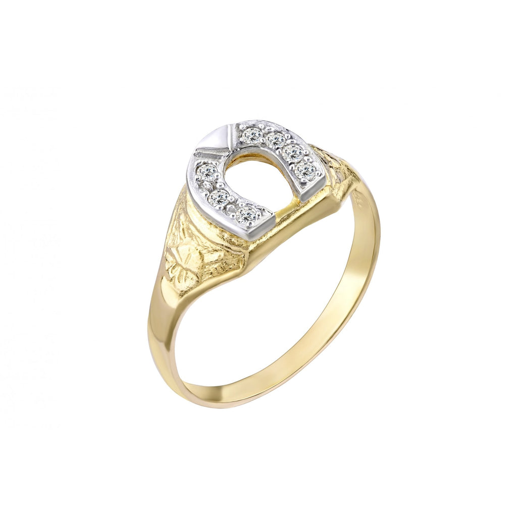 9ct Yellow Gold Horseshoe Ring Weight 3.4gr Set with Cz Stones