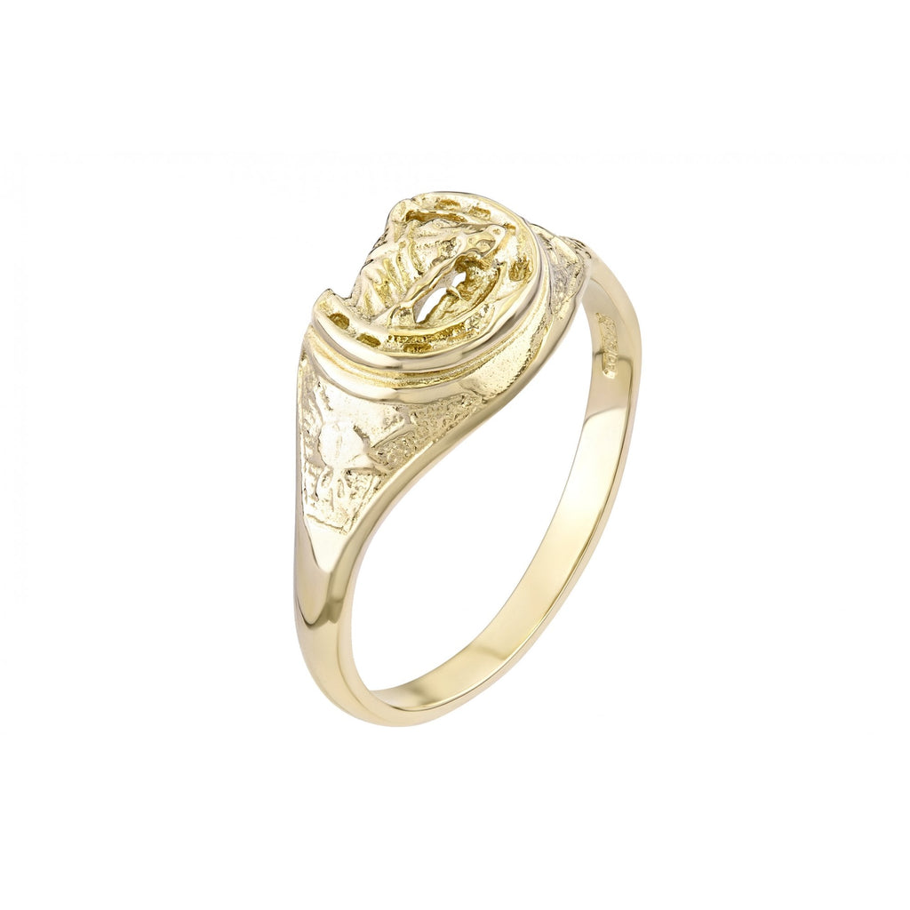 9ct Yellow Gold Horsehead and Horseshoe Ring Weight 3.5g