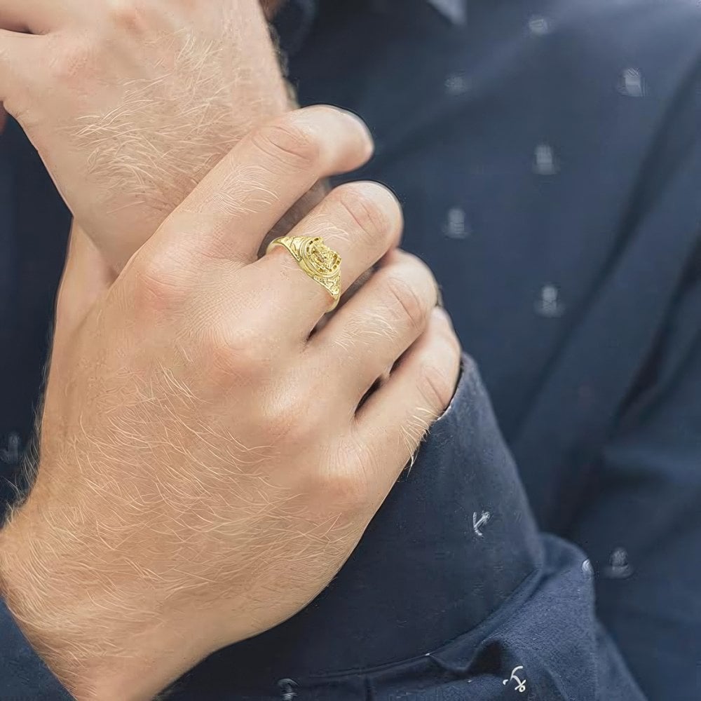 9ct Yellow Gold Horsehead and Horseshoe Ring Weight 3.5g