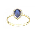9ct Yellow Gold Sapphire Cluster Ring Pear Shape Cz Stone