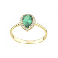 9ct Yellow Gold 0.55ct Pear Emerald Cluster Ring with Cubic Zirconia