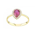 9ct Yellow Gold Ruby Cluster Ring Pear Shape Cz Stone