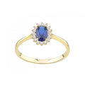 9ct Yellow Gold Sapphire Cluster Ring Oval Shape Cz Stone