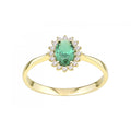 9ct Yellow Gold 0.35ct Emerald and Cubic Zirconia Cluster Ring