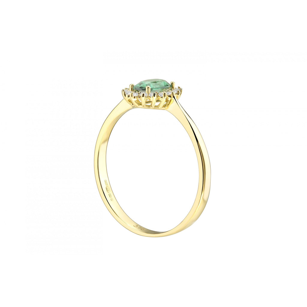 9ct Yellow Gold 0.35ct Emerald and Cubic Zirconia Cluster Ring