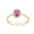 9ct Yellow Gold Ruby Cluster Ring Oval Shape Cz Stone