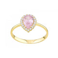 9ct Yellow Gold Pink Sapphire Cluster Ring Pear Shape Cz Stone