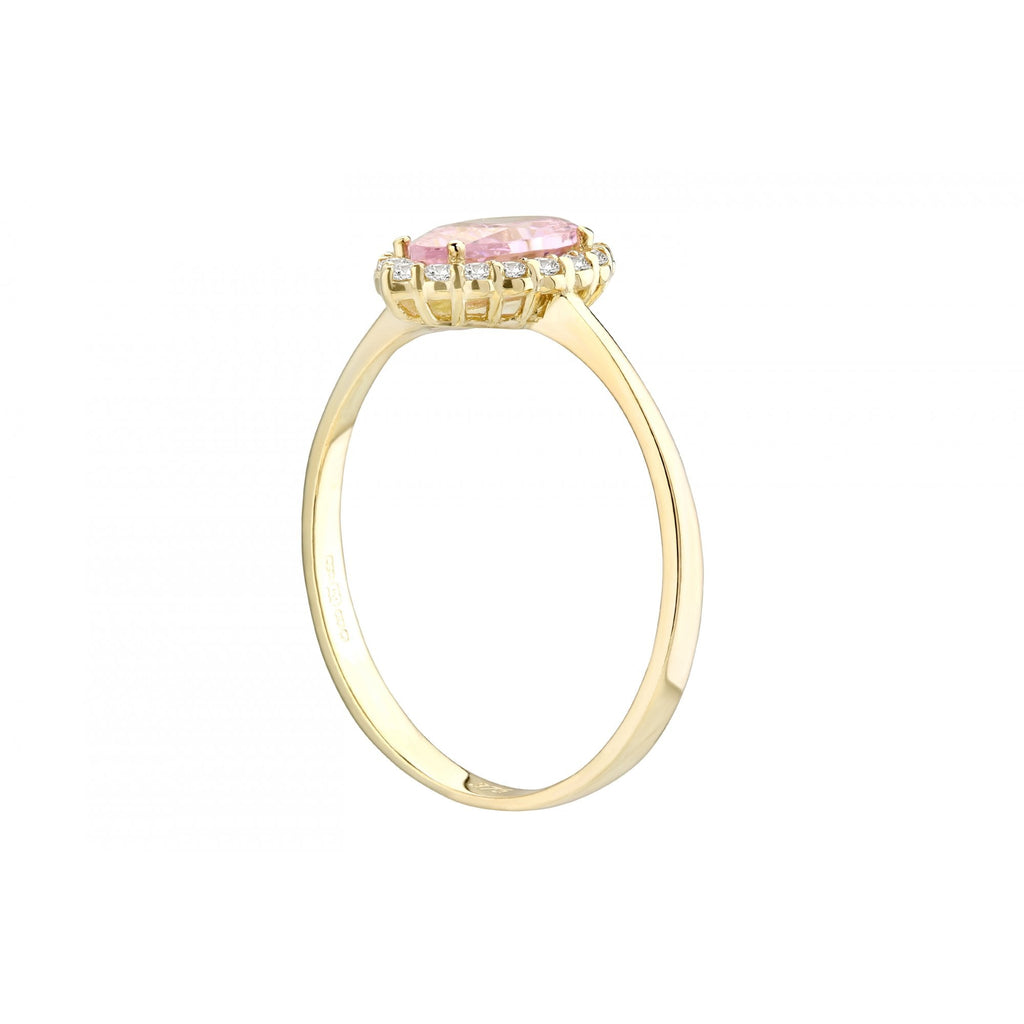9ct Yellow Gold Pink Sapphire Cluster Ring Pear Shape Cz Stone