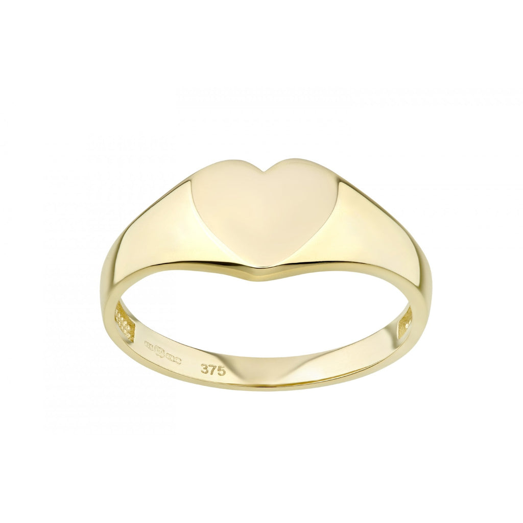 9ct Yellow Gold Heart Signet Ring
