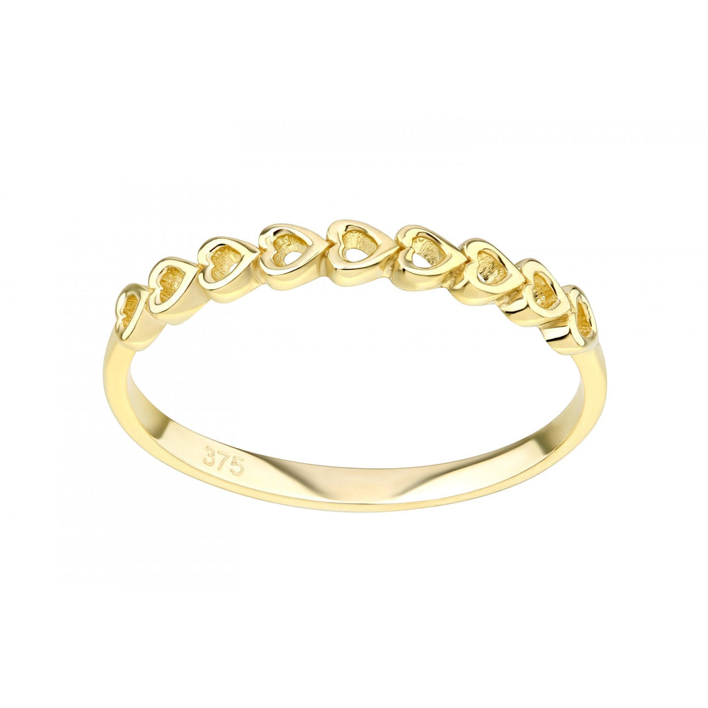 9ct Yellow Gold Heart Ring Multi Hearts Style