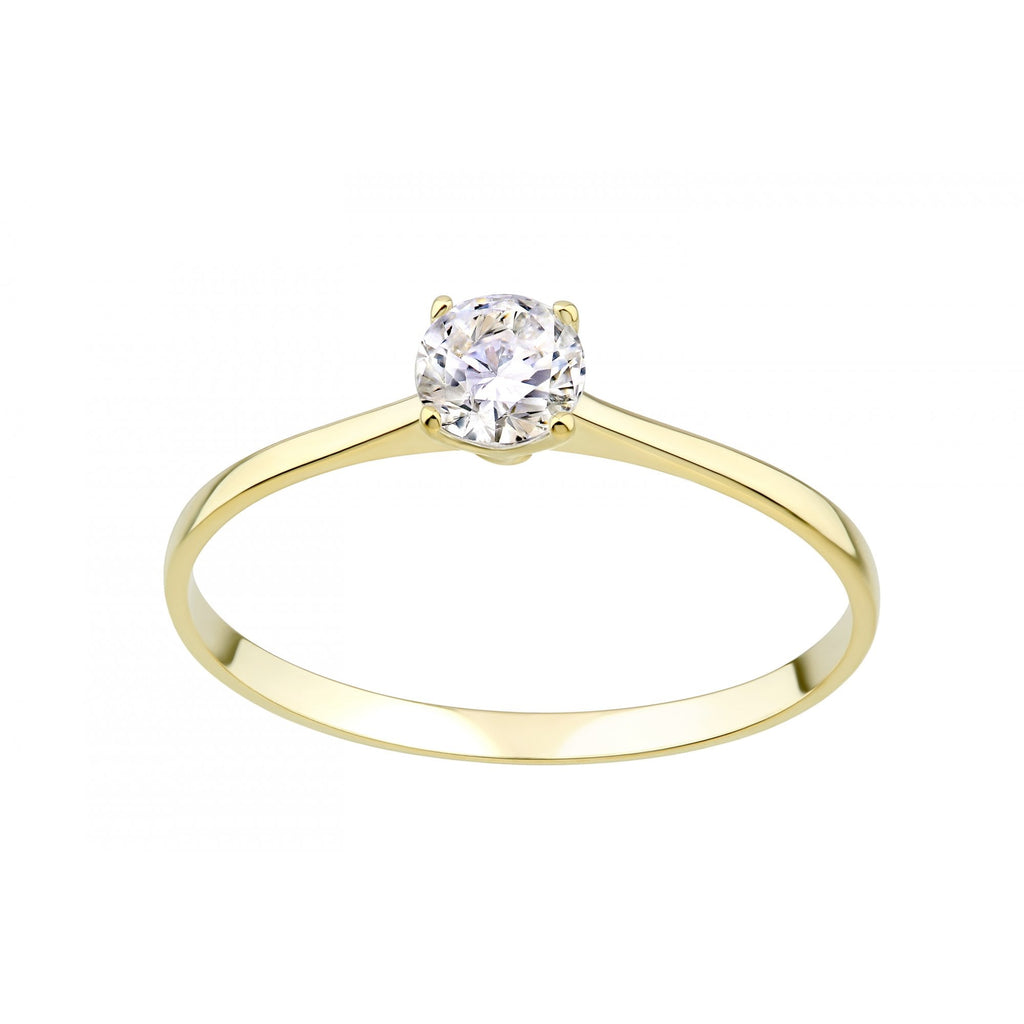 9ct Yellow Gold Solitaire Engagement Ring CZ Stone Set