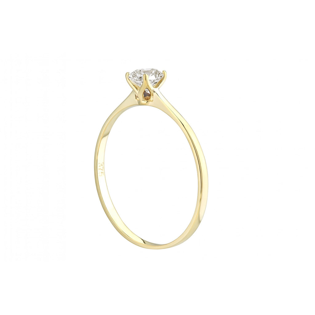 9ct Yellow Gold Solitaire Engagement Ring CZ Stone Set