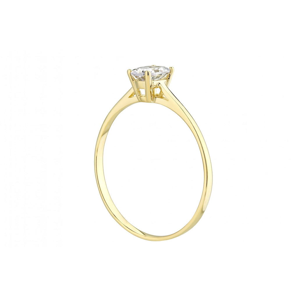 9ct Yellow Gold Solitaire Engagement Ring Oval Shape CZ Stone