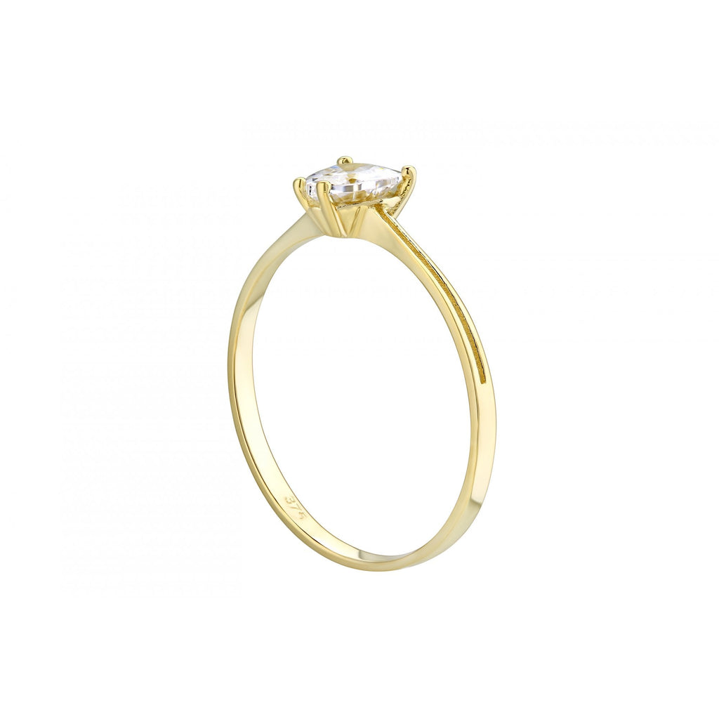 9ct Yellow Gold Heart Solitaire Engagement Ring CZ Stone