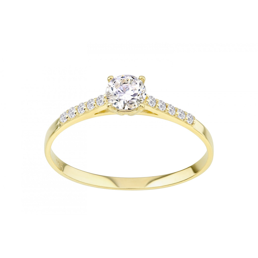 9ct Yellow Gold Engagement Ring with Cz Set Shoulders