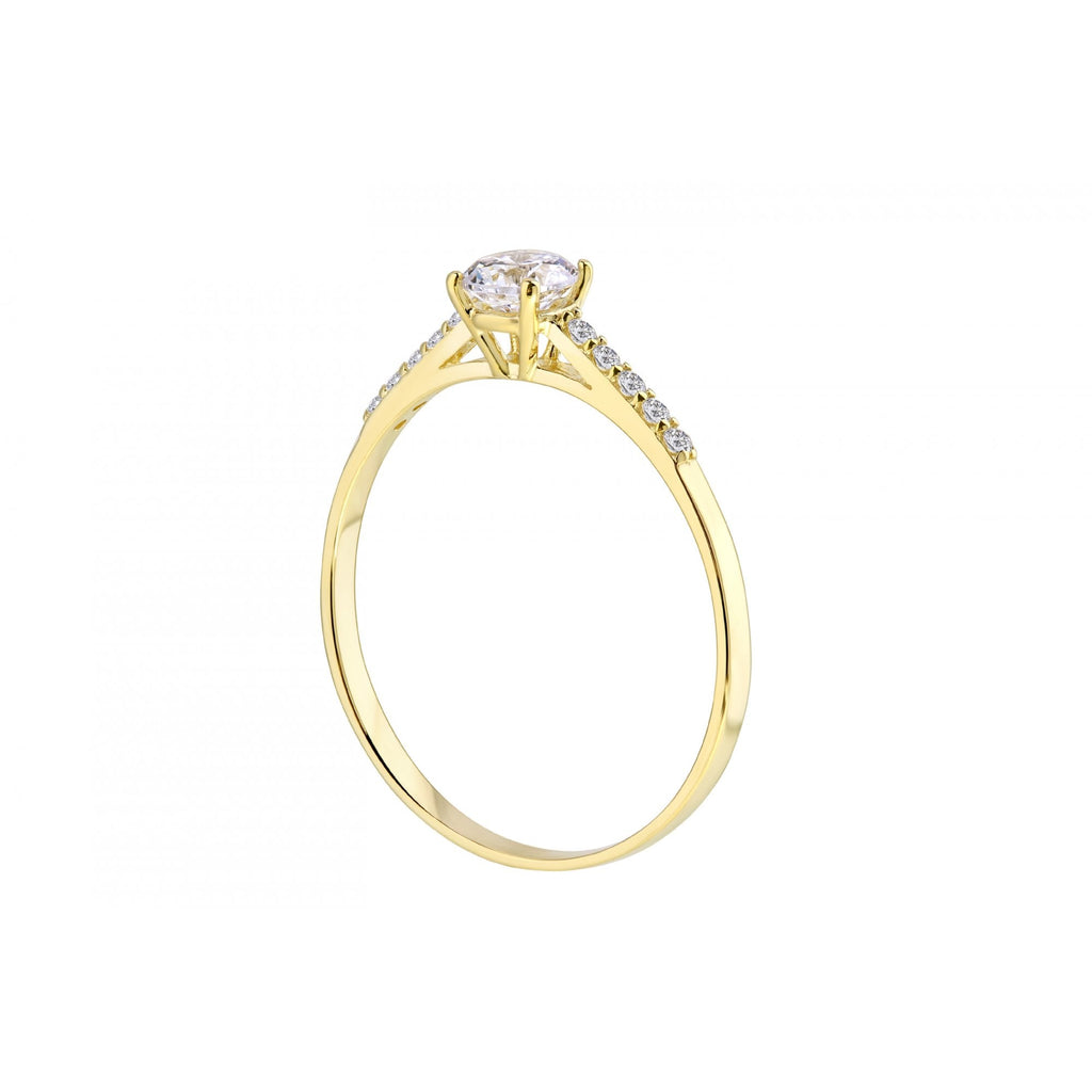 9ct Yellow Gold Engagement Ring with Cz Set Shoulders