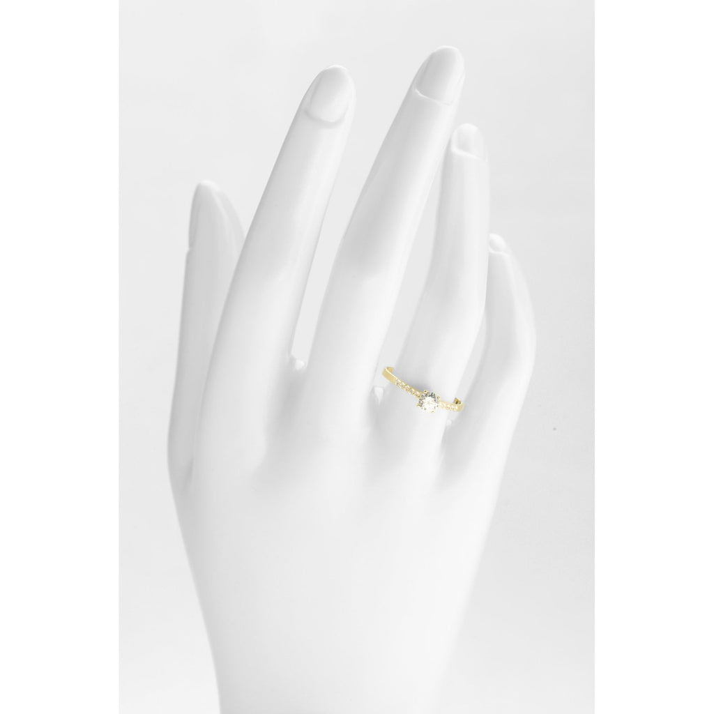 9ct Yellow Gold Engagement Ring with Cz Set Shoulders