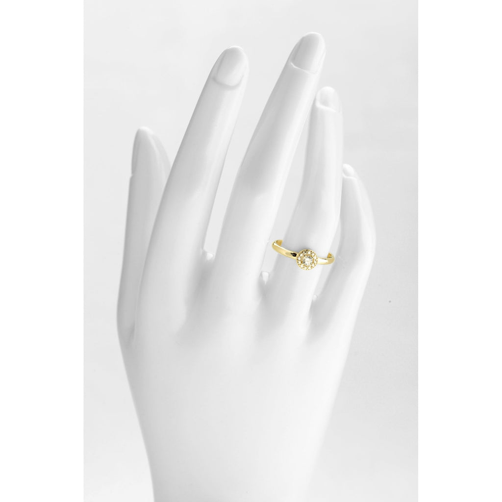 9ct Yellow Gold Halo Engagement Ring Cz Stone Set