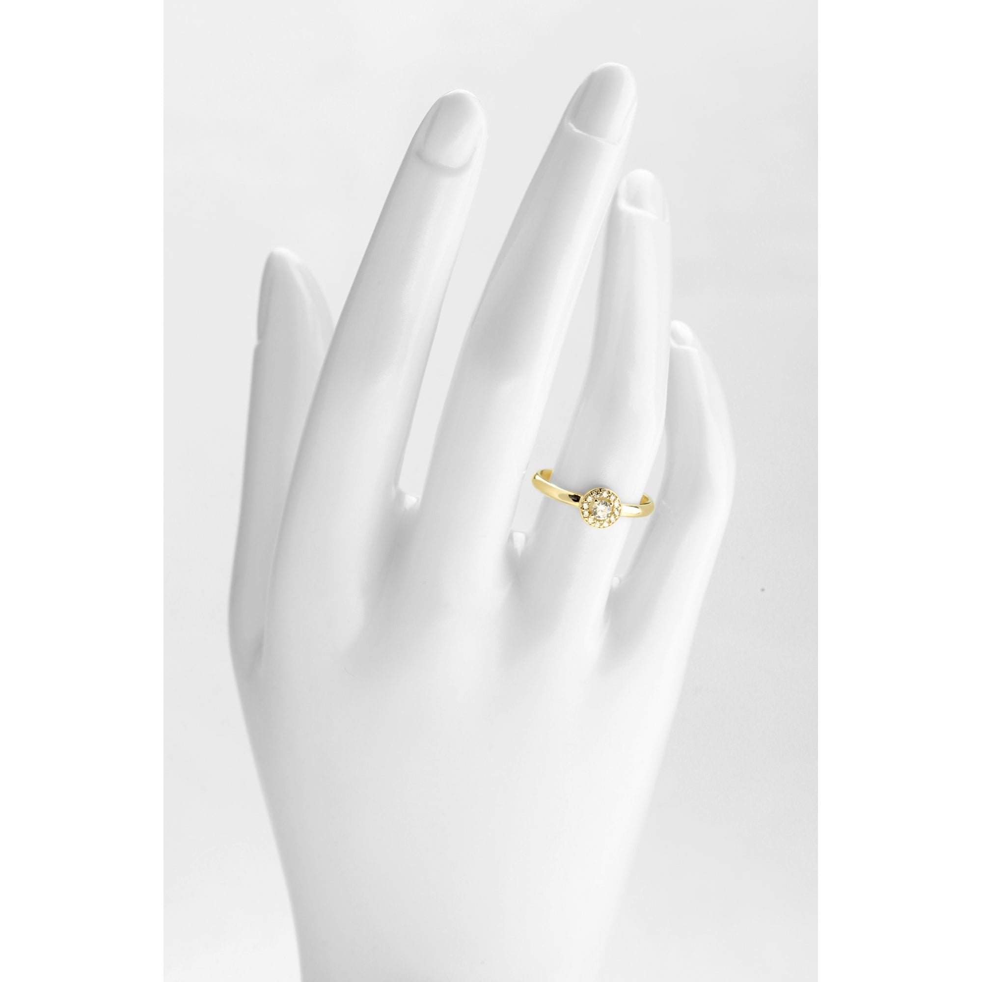 9ct Yellow Gold Halo Engagement Ring Cz Stone Set